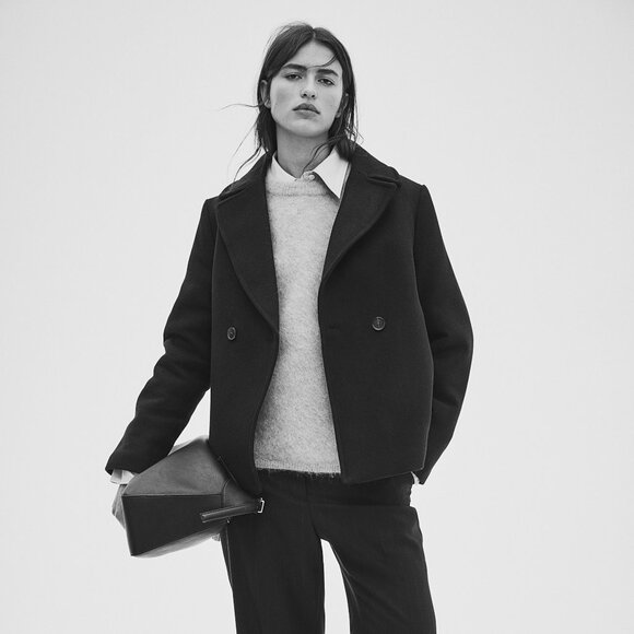 (NWT) H&M - navy blue short pea coat (XL) - Picture 7 of 7